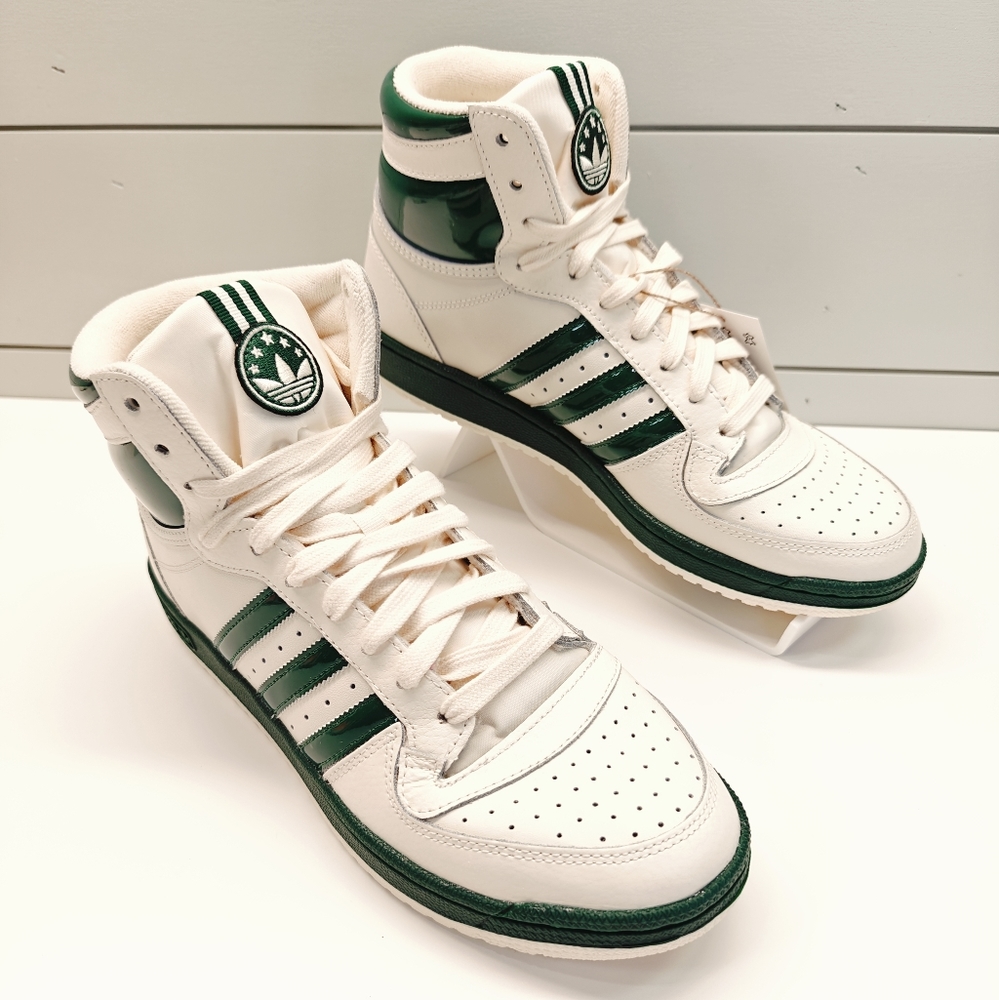 Adidas Top Ten RB Cream White Dark Green Leather Casual Hi-Top Sneakers Men 9.5